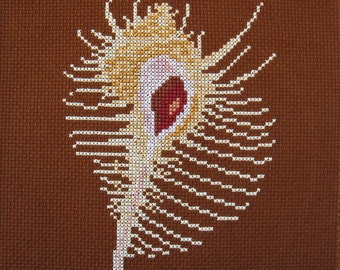 Finished Cross Stitch Murex Seashell Design  Vintage Coastal Inspired Decor