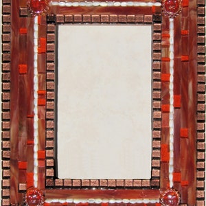 Ooak Mosaic photo Frame 9x11 Colorful Southwestern Sun Frame Orange Copper Brown image 2