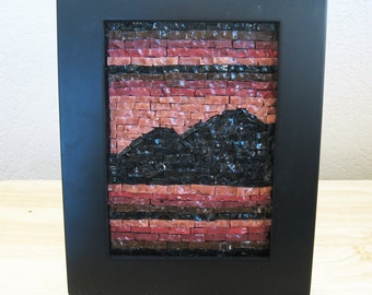 Mountain Magic Mosaic Ooak Wall Art 5x7 Handcrafted with Sparkly Italian Glass Smalti