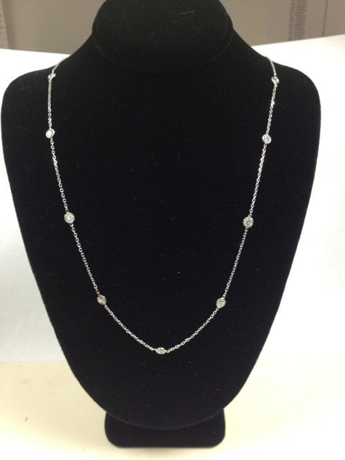 Diamonds by the Yard Necklace in 14kt White Gold 0.85cttw, 9 Diamonds