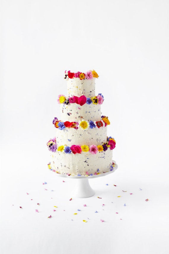 Items similar to Bespoke edible flower petal wedding cake (collection