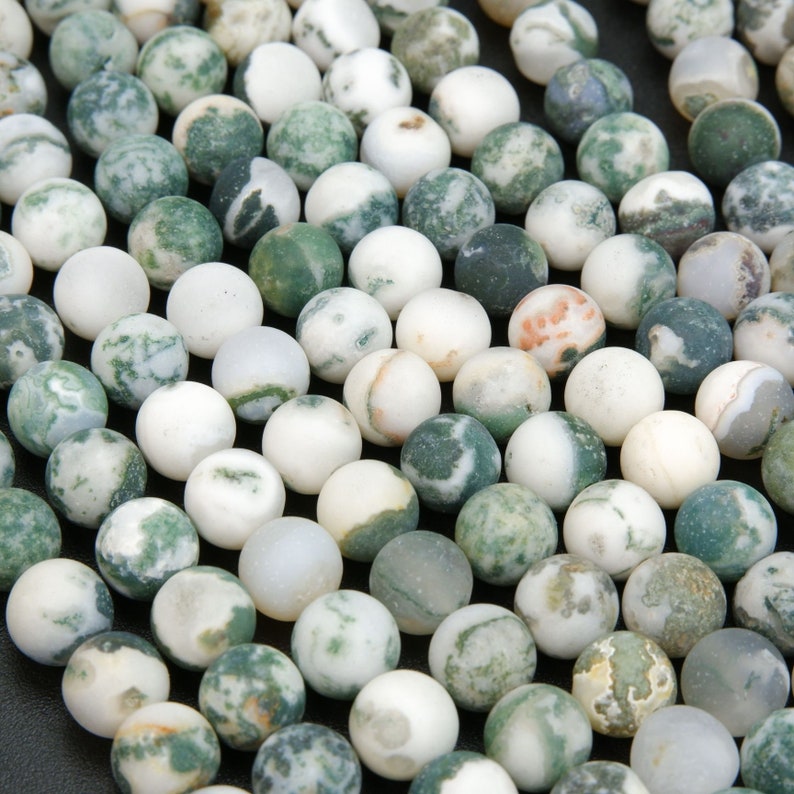 Tree Moss Agate Matte Round 6mm 8mm 10mm Gemstone | Etsy