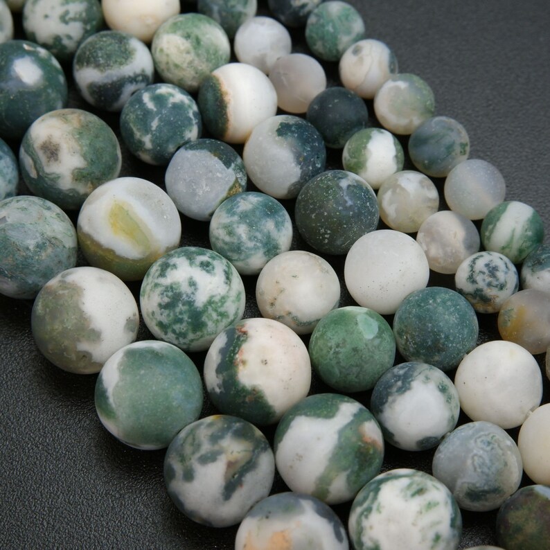 Tree Moss Agate Matte Round 6mm 8mm 10mm Gemstone | Etsy