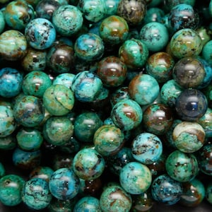 Chrysocolla A+ · Smooth · Round · 6mm, 8mm, 10mm, 12mm