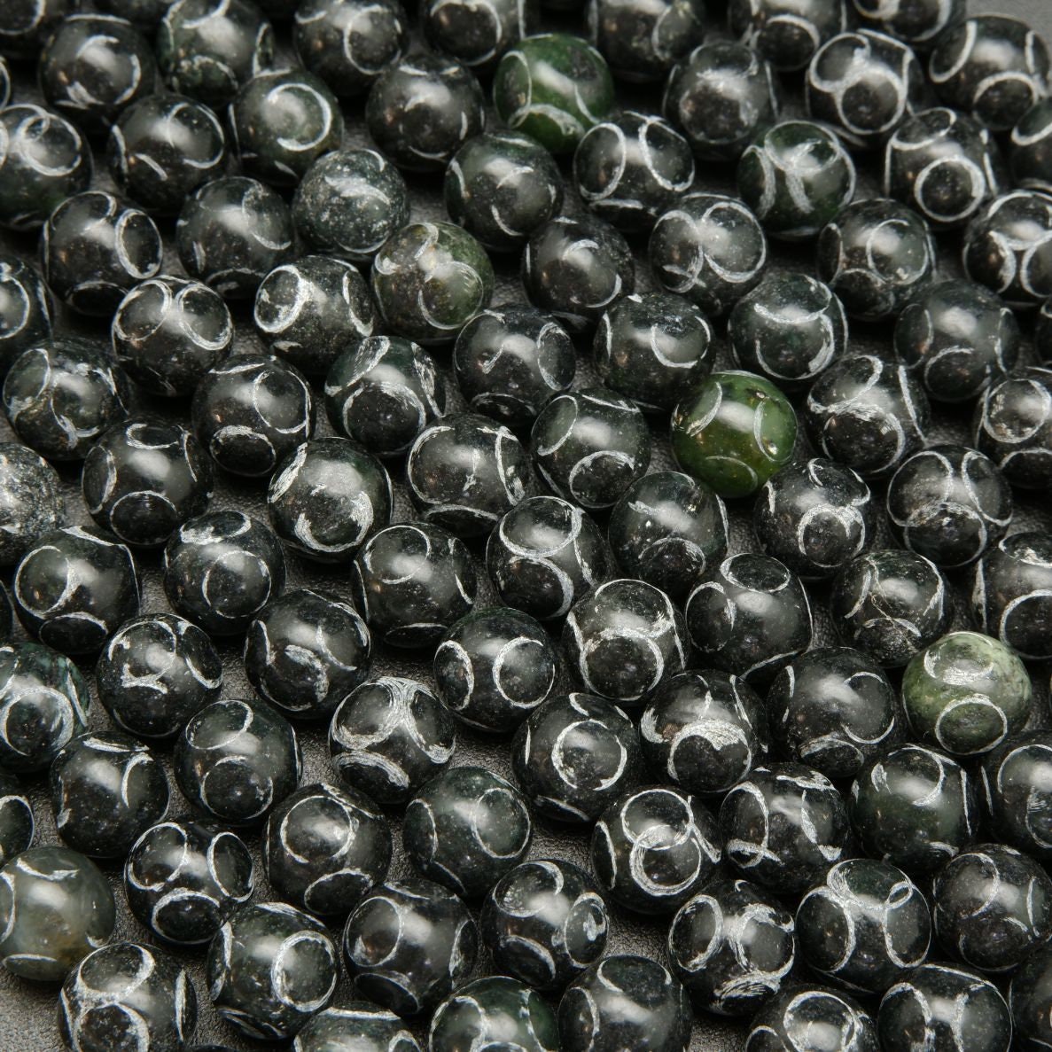 Black Jade Carved Round 8mm Gemstone Beads | Etsy
