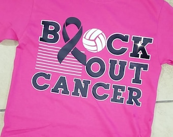 Block out Cancer Pink Volleyball Tee Breast Cancer Month Pink for October
