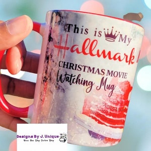 This is my Hallmark Christmas Movie Watching 11oz Ceramic Christmas Mug With Red Handle