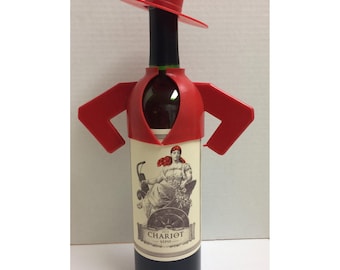 VTG Tio Pepe Red Wine Bottle Topper Set Hat and Jacket Made in Spain Plastic