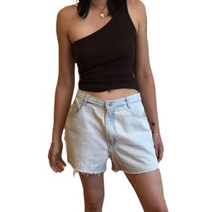 Vintage Light Wash High Waist Denim Shorts / Citanoe Retro Jean Jorts / White Cutoffs
