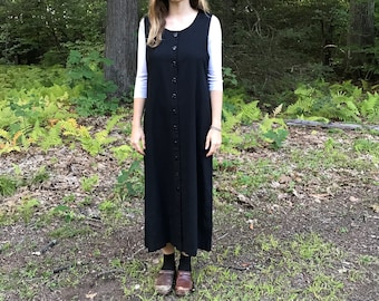 Black Button Down Sleeveless Maxi Dress