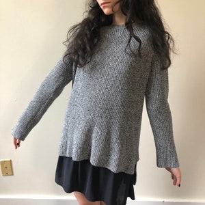 Gray Sweater / Black and White Ash Grey Long Sleeve Knit Top