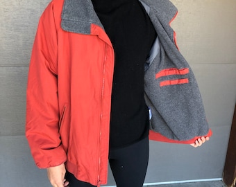 Vintage Lands End Burnt Orange Fleece Lined Bomber Jacket - Etsy
