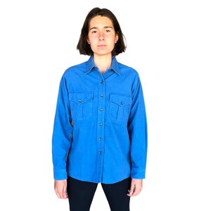 LL BEAN Blue Turquoise 2 Pockets Fishing Shirt Men's Size L 