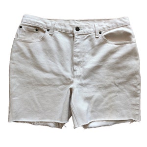 Vintage Off White High Rise Jean Cut Offs / Natural Cotton Shorts / Creme Jorts