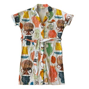 GORMAN Urn Your Keeps Short Sleeve Button Down Knee Length Dress Pottery Mini