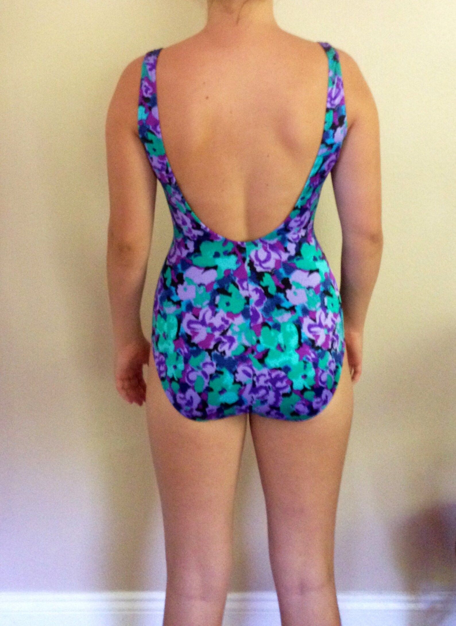 Vintage Purple and Green Floral One Piece Bathing Suit Etsy