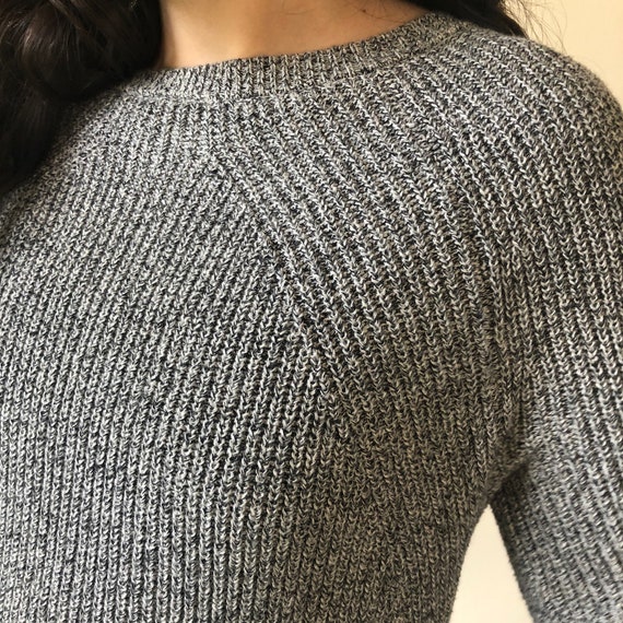 Gray Sweater / Black and White Ash Grey Long Slee… - image 4