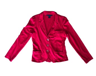 Marc by Marc Jacobs Blazer ajusté en jupon en coton rouge avec petites poches et manches légèrement bouffantes