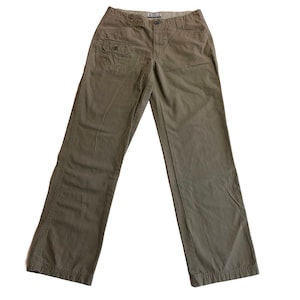 Army Green Mid Rise Straight Leg Cargo Pants / Khaki Outdoor Utility Canvas Trousers