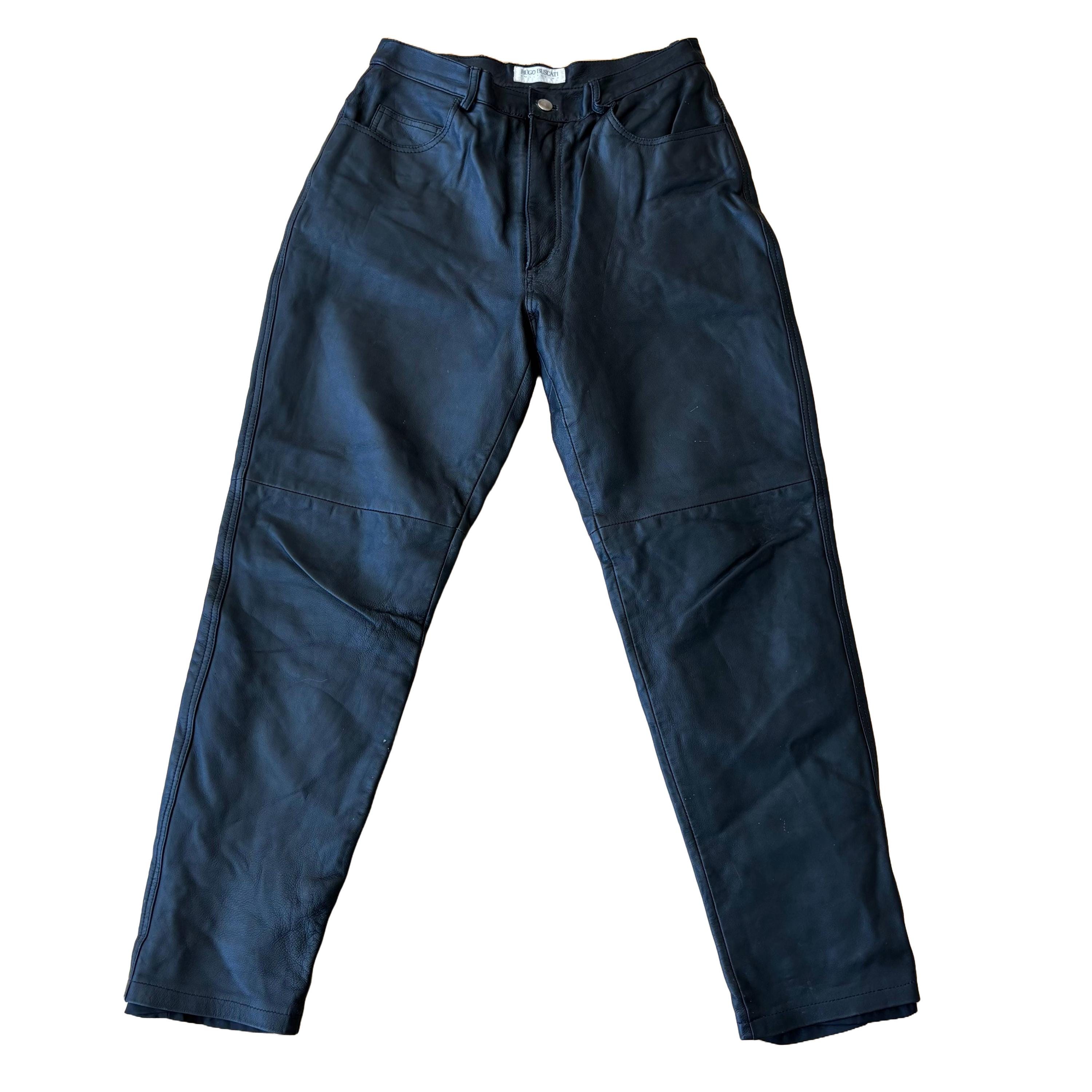 90s- HUGO BUSCATI COLLECTION 本革レザーフレアパンツ Hugo Buscati Pants - Etsy