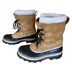 SOREL Caribou Leather Waterproof Winter Snow Lined Duck Boots Men&#39;s 8 Sheepskin