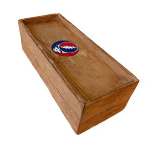 Vintage Handmade Wooden Grateful Dead Trinkets Box / Small Storage Stealie Skull