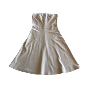 Vintage Beige Stretchy Y2K Structured Fit and Flare Tube Top Mini Dress / Jacob Tan Monochrome Bodycon Paneled Dress