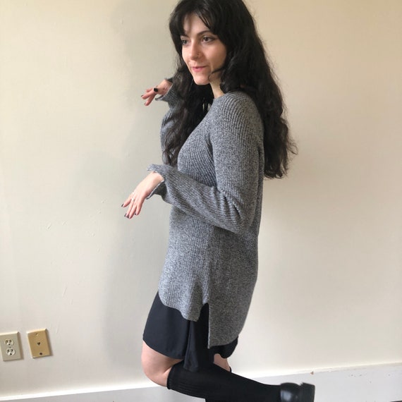 Gray Sweater / Black and White Ash Grey Long Slee… - image 6