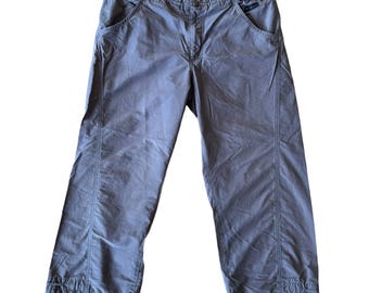 Pantalones capri de senderismo Columbia vintage para mujer, color gris pizarra, tiro medio, cintura ceñida, talla M