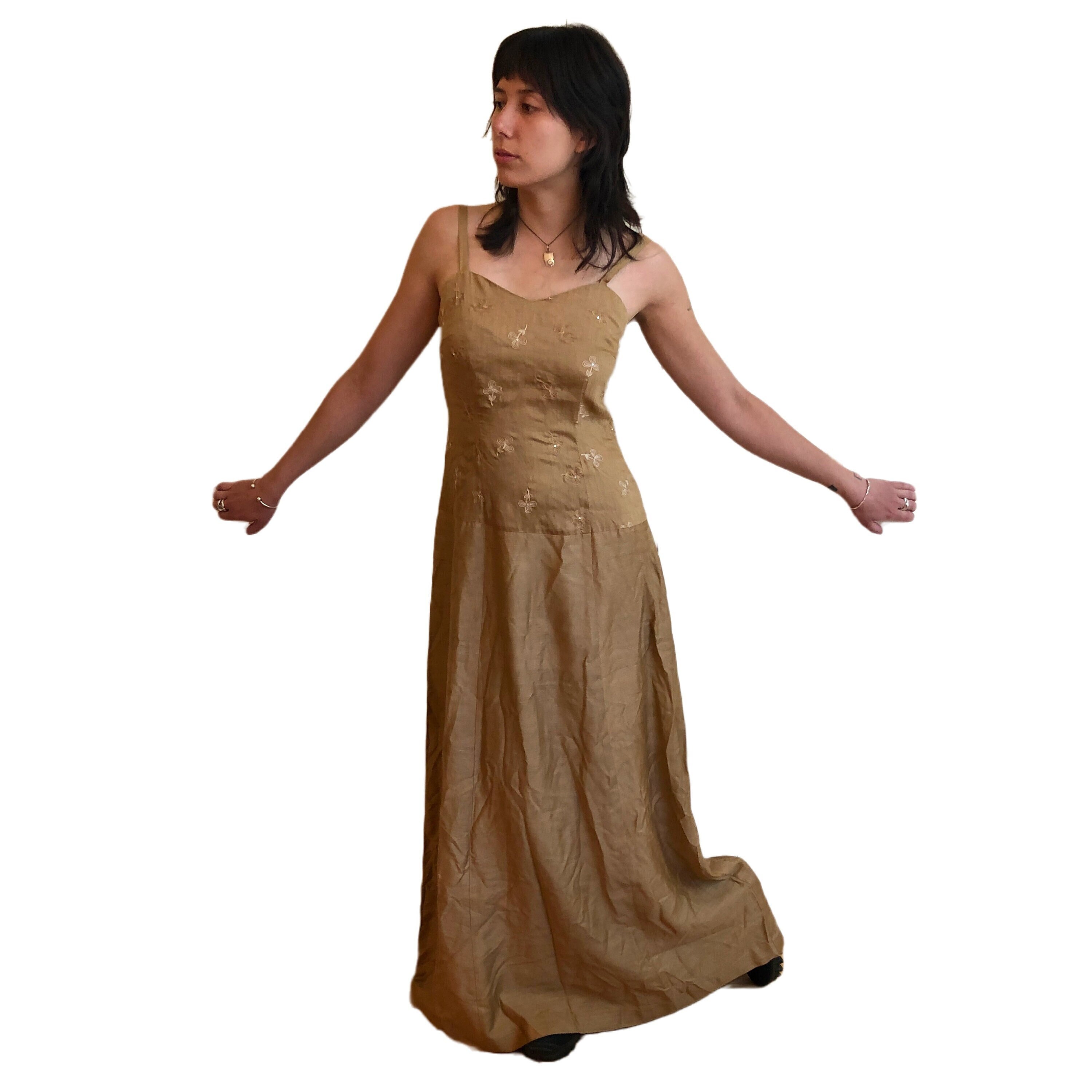 Women's Sleveless Flare Full Slip Dress with Sheer Scoop Bottom