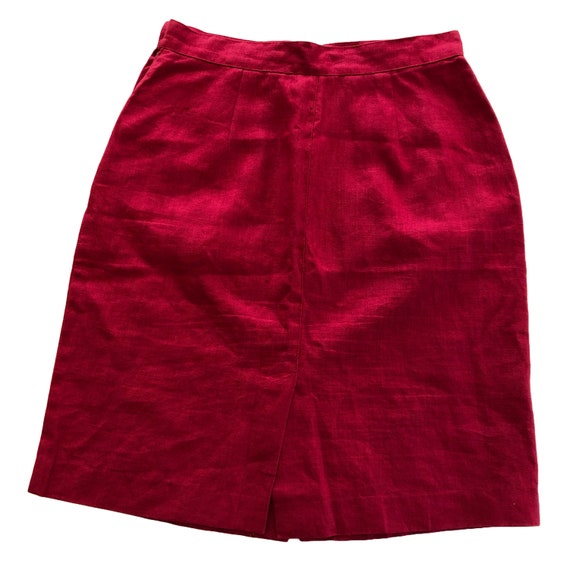 Vintage High Waisted Finity Red Linen Fitted Unio… - image 3