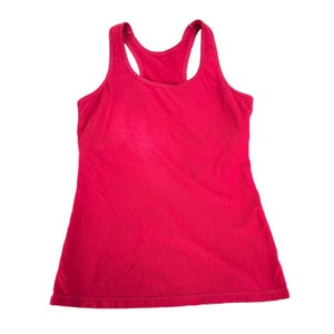Vintage Red Racer Back Cotton Spandex Tank Top with Built in Bra