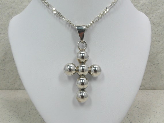 Reverent Sterling Silver Estate Ball  Cross with … - image 7