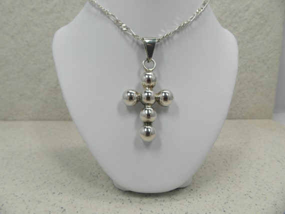 Reverent Sterling Silver Estate Ball  Cross with … - image 3