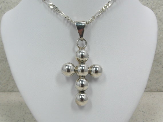 Reverent Sterling Silver Estate Ball  Cross with … - image 2