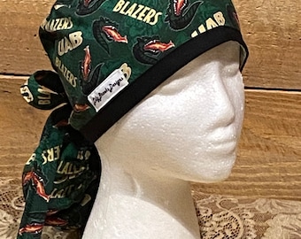 UAB surgical scrub cap, pony tail, bouffant, high bun, or traditional scrub wear, satin lined scrub caps