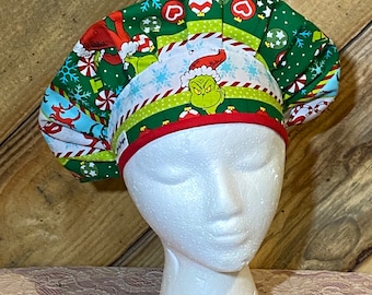 Christmas scrub cap Christmas bouffant surgical scrub cap-Grinch surgical cap-How the Grinch stole Christmas scrubs-Christmas