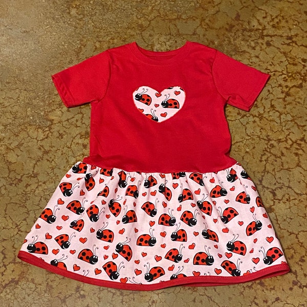 Ladybug t-shirt dress/dog heart t-shirt dress/short sleeve-long sleeve spring/summer outfit springtime/summer t-shirt dress-summer dress