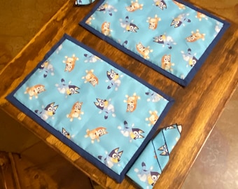 Bluey/Bingo birthday gift/Bluey childrens play table placemat/napkin gift.