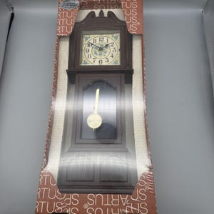 Vintage Spartus Electric Wall Clock Berkshire Faux Wood Grandfather Style NOS