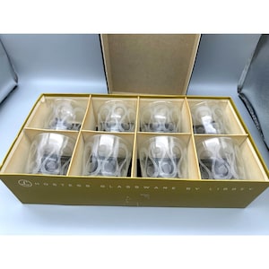 Libbey Hostess Glassware Set 8 Old Fashioned Granada Glasses Original Box Vtg