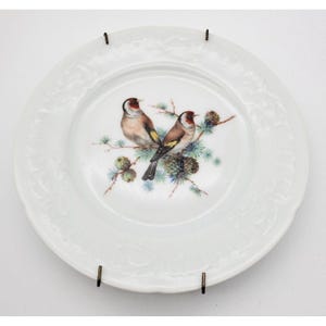 Vintage Limoges France Decorative Plate 6&quot; D Birds Pinecone Branches Embossed