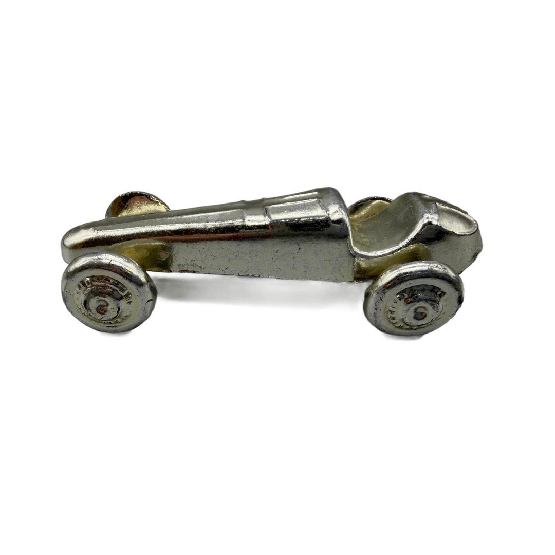 Vintage Race Car Paperweight Silver Tone Metal Desk Decor Collectible ...