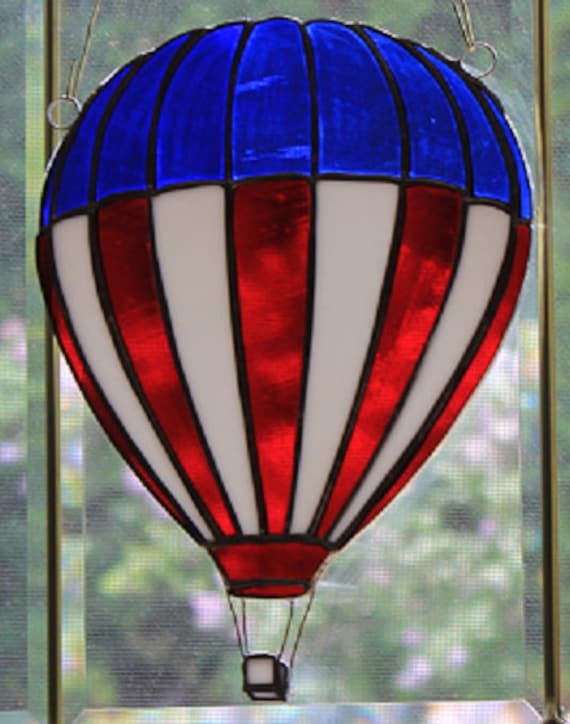Stained Glass Red White & Blue Hot Air Balloon Suncatcher Etsy