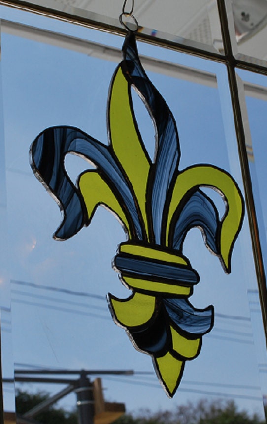 Stained Glass Fleur De Lis Suncatcher Wall Hanging Etsy