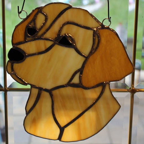 Golden Retriever Stained Glass Panel - Etsy