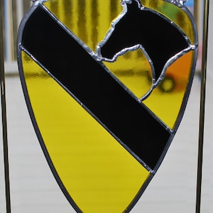Stained glass US Army 1st calvary division suncatcher, wall hanging