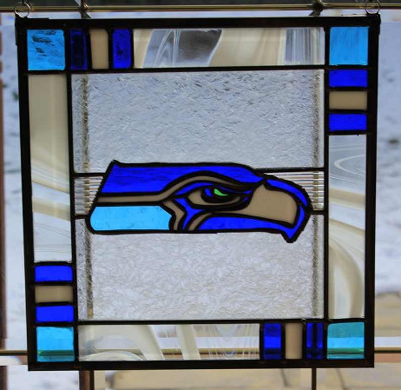 Stained Glass Seattle Seahawks Panel image 1