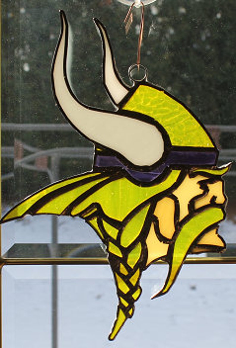 Stained glass Minnesota Viking suncatcher Etsy