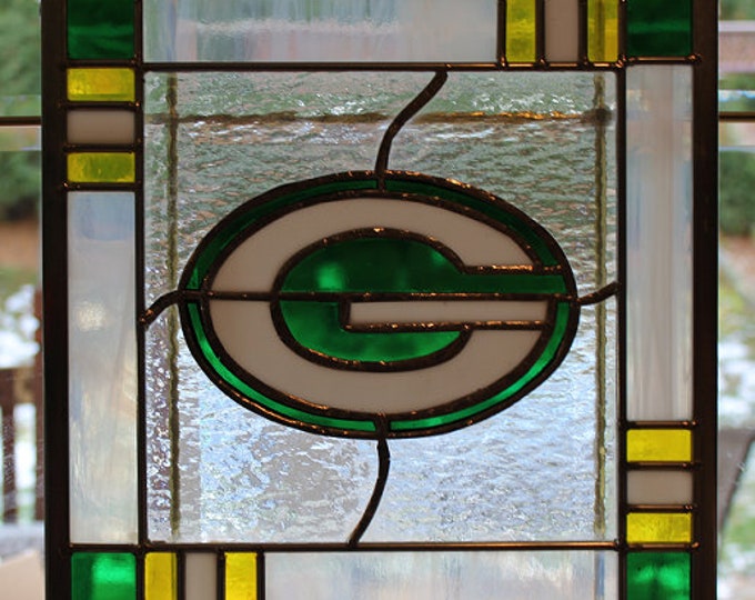 Stained Glass Green Bay Packers Panel Etsy